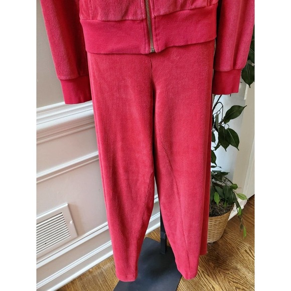 Three Hearts Women's Solid Red Cotton Full Zip Jacket & Trouser 2 Pc's Suit L - Picture 6 of 13